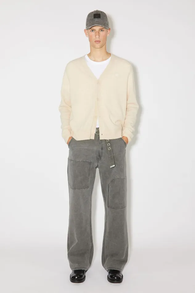 Women Vneck Cardigan Oatmeal Melange Acne Studios Knitwear