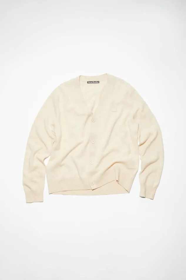 Women Vneck Cardigan Oatmeal Melange Acne Studios Knitwear