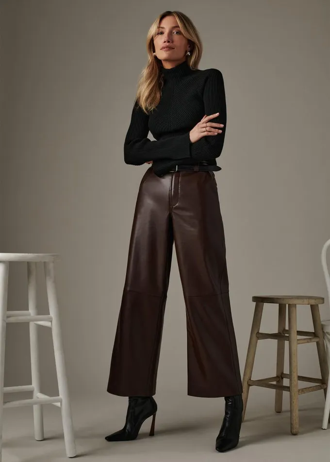 Women Wide Leg Joe039s Jeans THE MIA TROUSER Coffee Bean