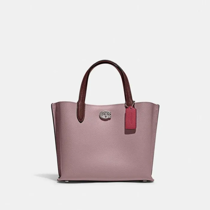 Women Willow Tote 24 In Colorblock Silverfaded Purple Coach Totes and Carryalls