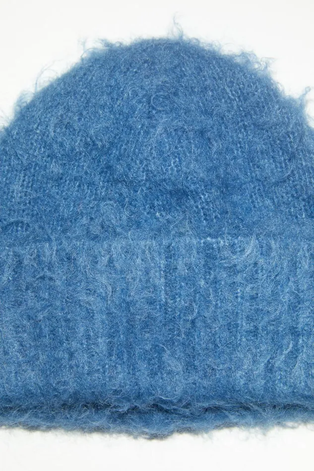 Women Wool Mohair Beanie Denim Blue Acne Studios Hats