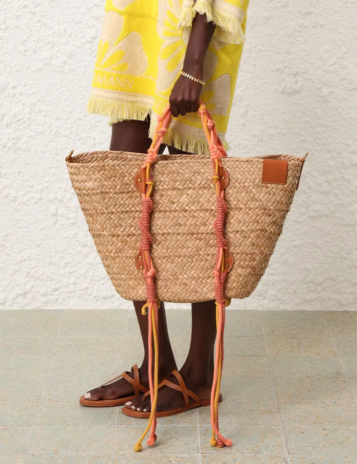 Women Zimmermann Bags Large Macrame Basket Coral Multi