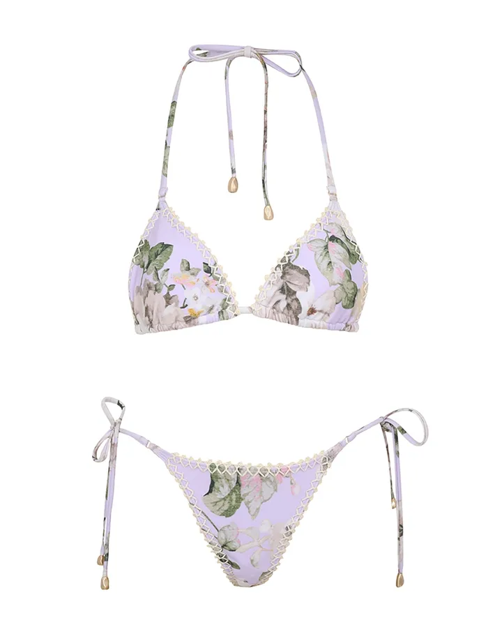 Women Zimmermann Bikinis Acacia Crochet Edge Bikini Lilac Floral