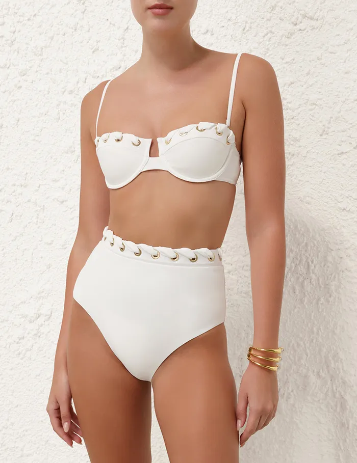 Women Zimmermann Bikinis Halliday Eyelet Balconette Bra Ivory