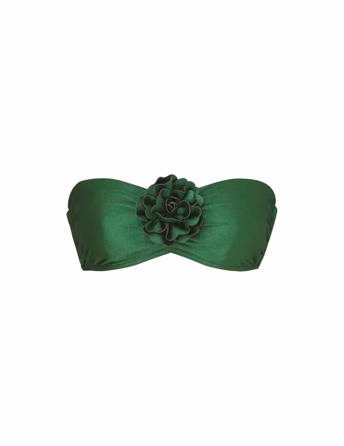 Women Zimmermann Bikinis Waverly Flower Bandeau Bra Emerald