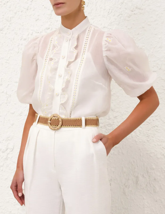 Women Zimmermann Clothing Acacia Embroidered Blouse Ivory
