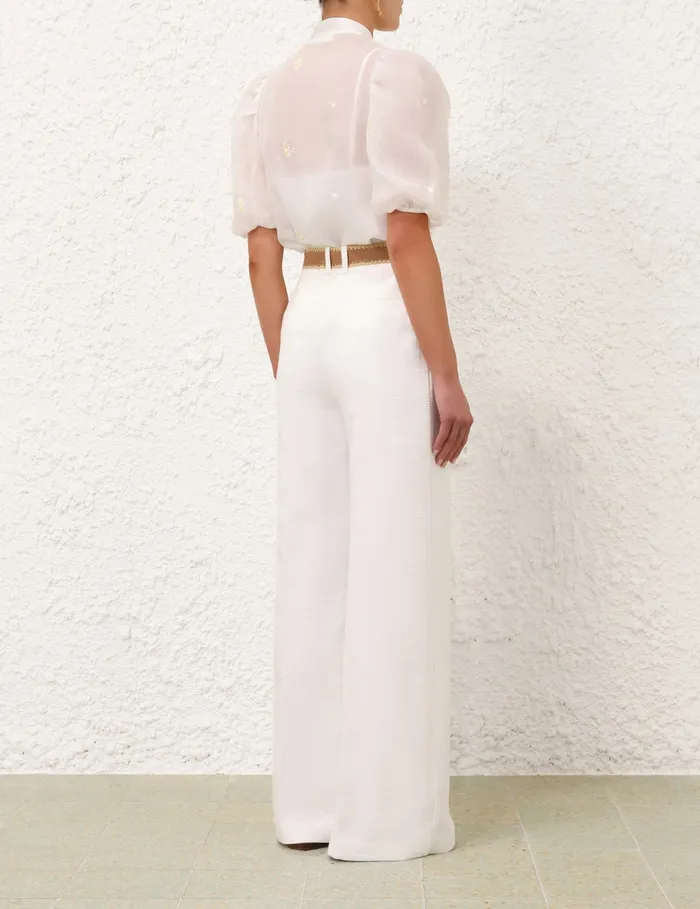 Women Zimmermann Clothing Acacia Embroidered Blouse Ivory
