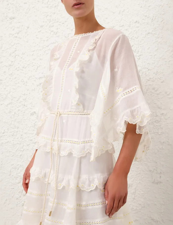Women Zimmermann Clothing Acacia Embroidered Midi Dress Ivory
