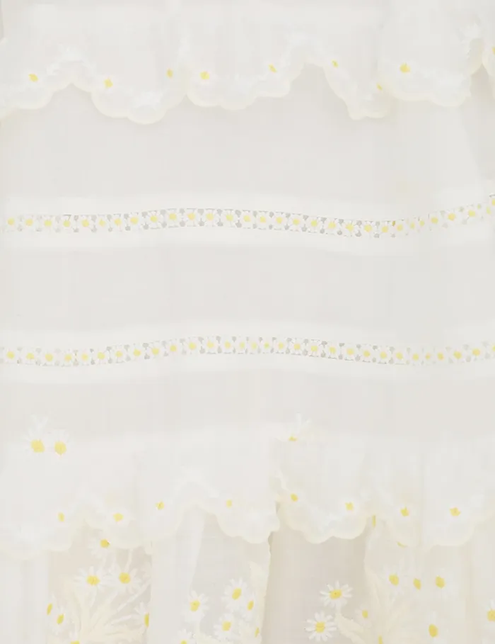 Women Zimmermann Clothing Acacia Embroidered Midi Dress Ivory