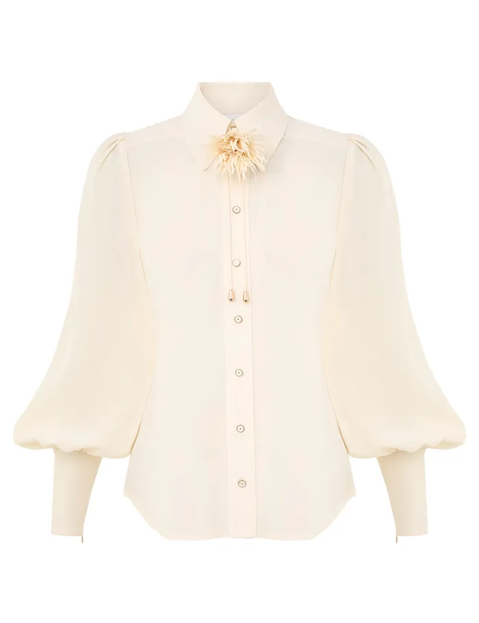 Women Zimmermann Clothing Blouson Shirt Cream