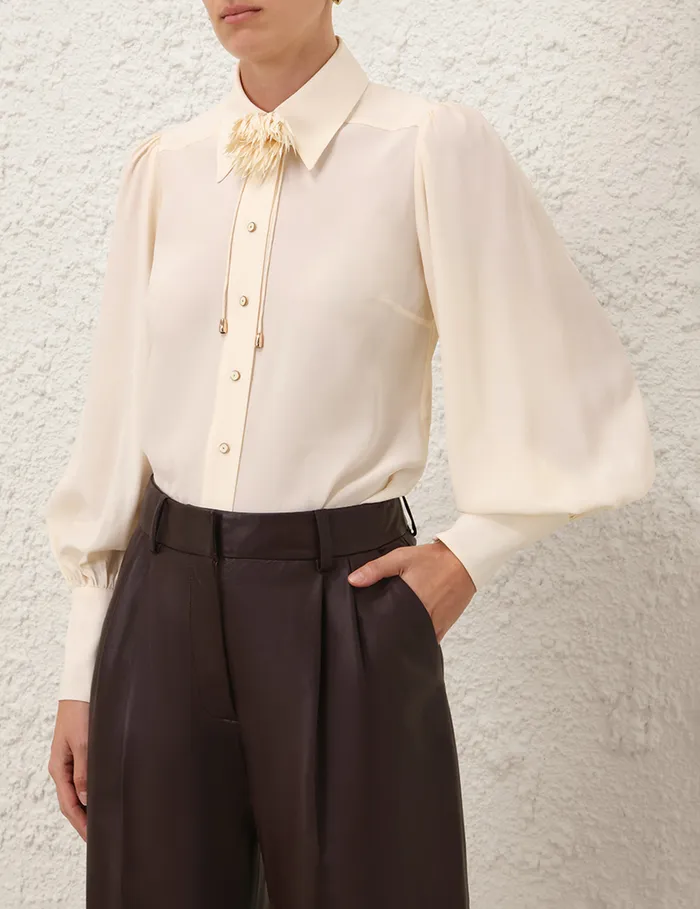 Women Zimmermann Clothing Blouson Shirt Cream