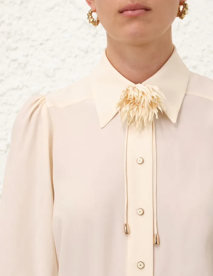 Women Zimmermann Clothing Blouson Shirt Cream