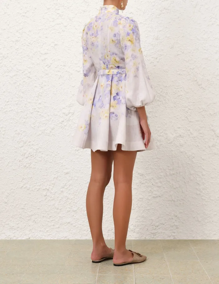 Women Zimmermann Clothing Crush Buttoned Mini Dress Lilac Floral