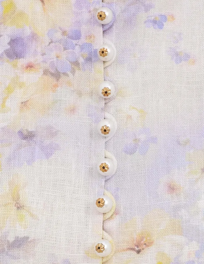 Women Zimmermann Clothing Crush Buttoned Mini Dress Lilac Floral