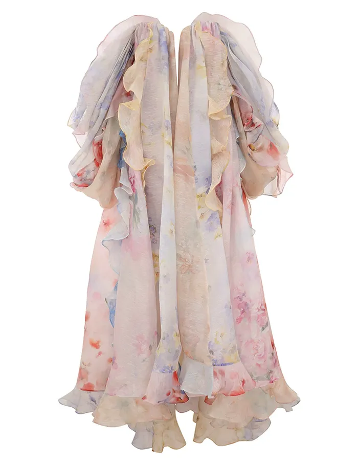 Women Zimmermann Clothing Crush Strapless Ruffle Dress Spliced Floral
