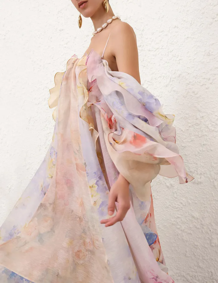 Women Zimmermann Clothing Crush Strapless Ruffle Dress Spliced Floral
