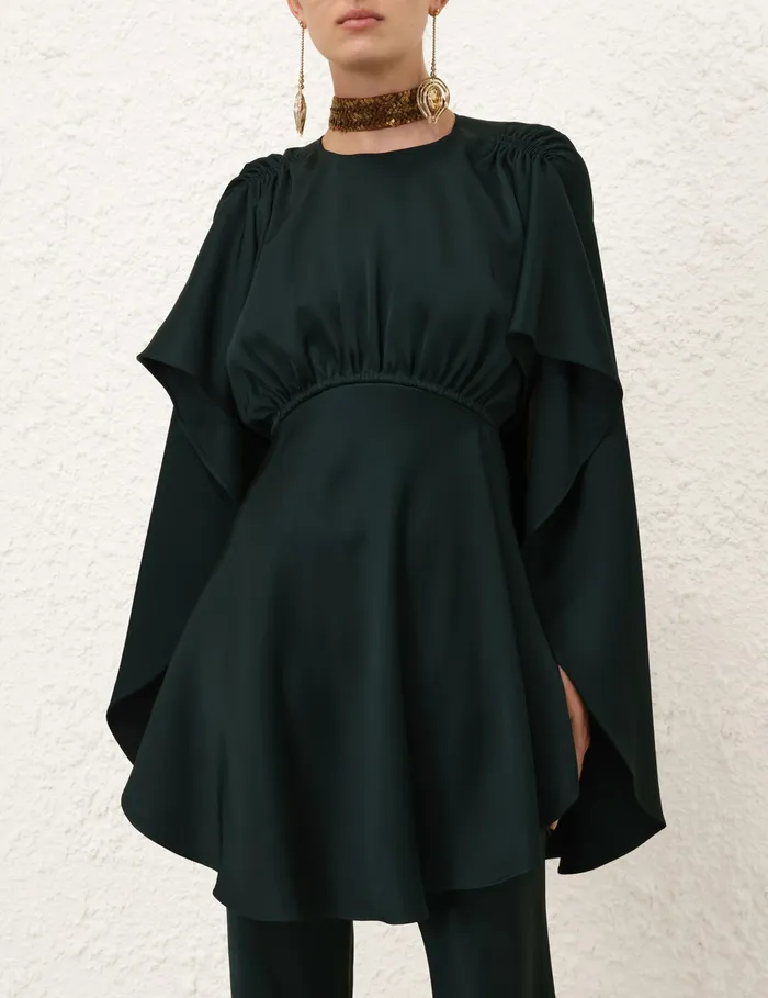 Women Zimmermann Clothing Eden Cascading Mini Dress Bottle Green