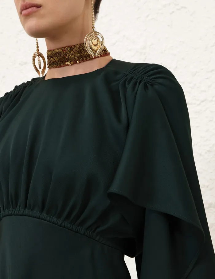 Women Zimmermann Clothing Eden Cascading Mini Dress Bottle Green