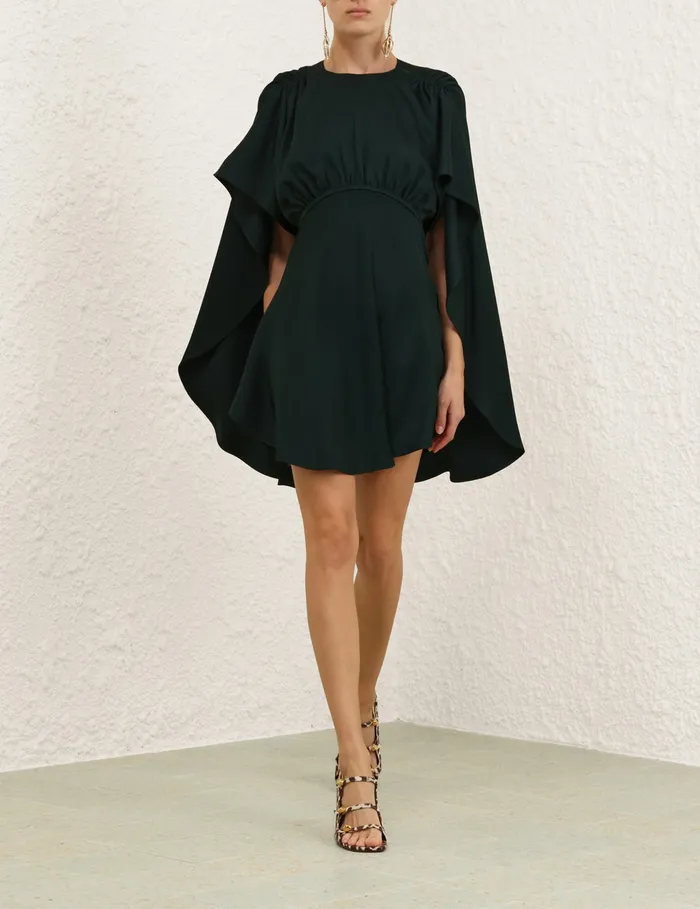 Women Zimmermann Clothing Eden Cascading Mini Dress Bottle Green