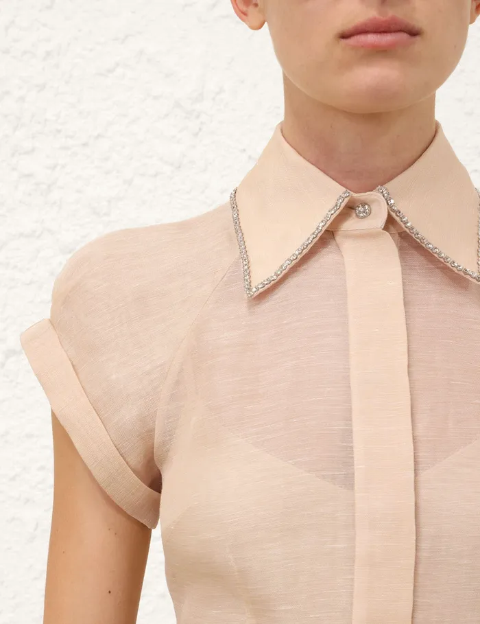 Women Zimmermann Clothing Eden Fitted Blouse Cream
