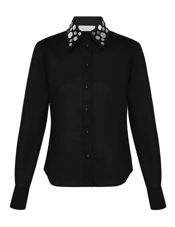 Women Zimmermann Clothing Eden Mirror Shirt Blacksilver