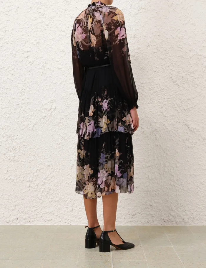 Women Zimmermann Clothing Eden Tiered Midi Dress Iris Sherbet