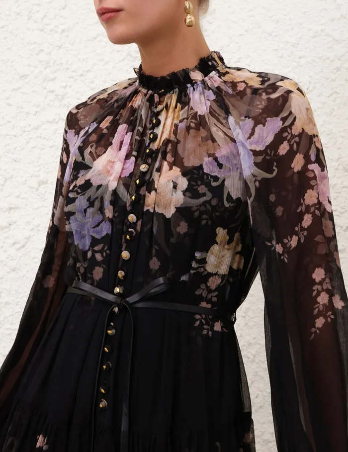Women Zimmermann Clothing Eden Tiered Midi Dress Iris Sherbet