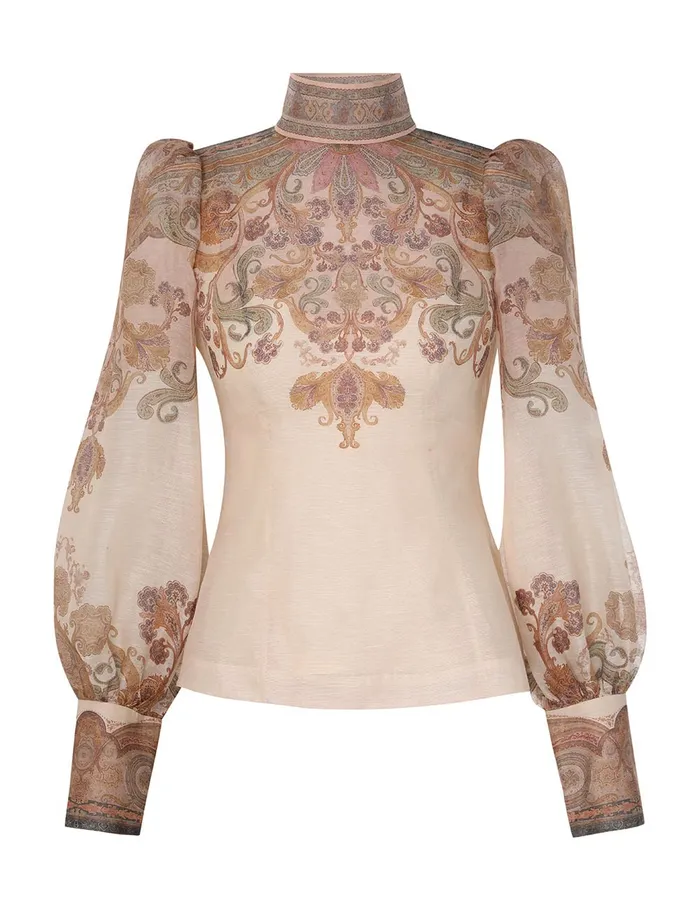 Women Zimmermann Clothing Illustration Bodice Top Cream Paisley