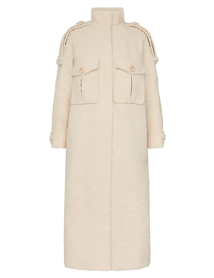 Women Zimmermann Clothing Illustration Chevron Coat Cream