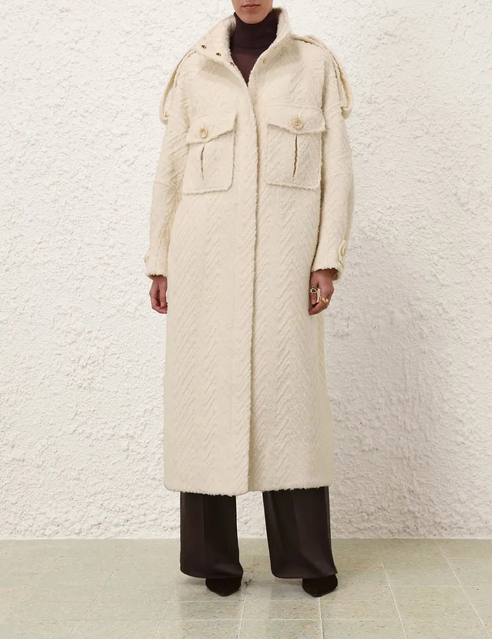 Women Zimmermann Clothing Illustration Chevron Coat Cream