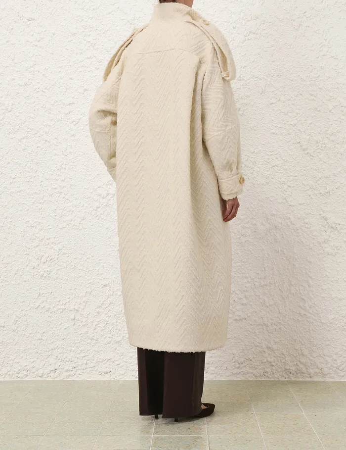 Women Zimmermann Clothing Illustration Chevron Coat Cream