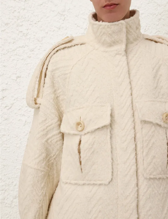 Women Zimmermann Clothing Illustration Chevron Coat Cream
