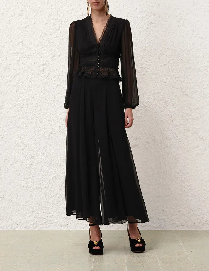 Women Zimmermann Clothing Illustration Flare Culotte Black