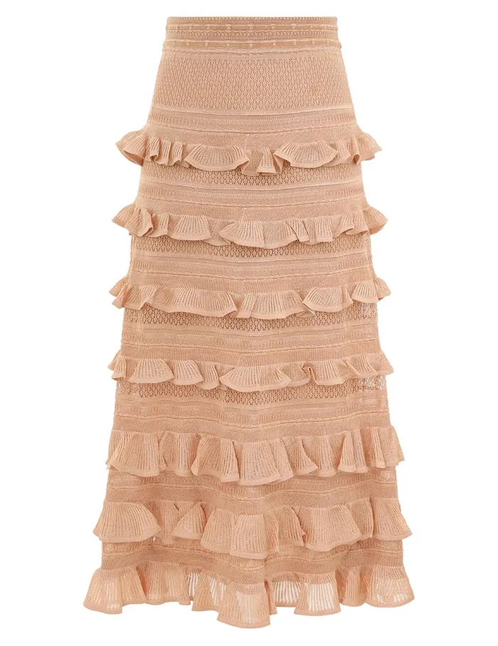 Women Zimmermann Clothing Illustration Frilled Skirt Champagne