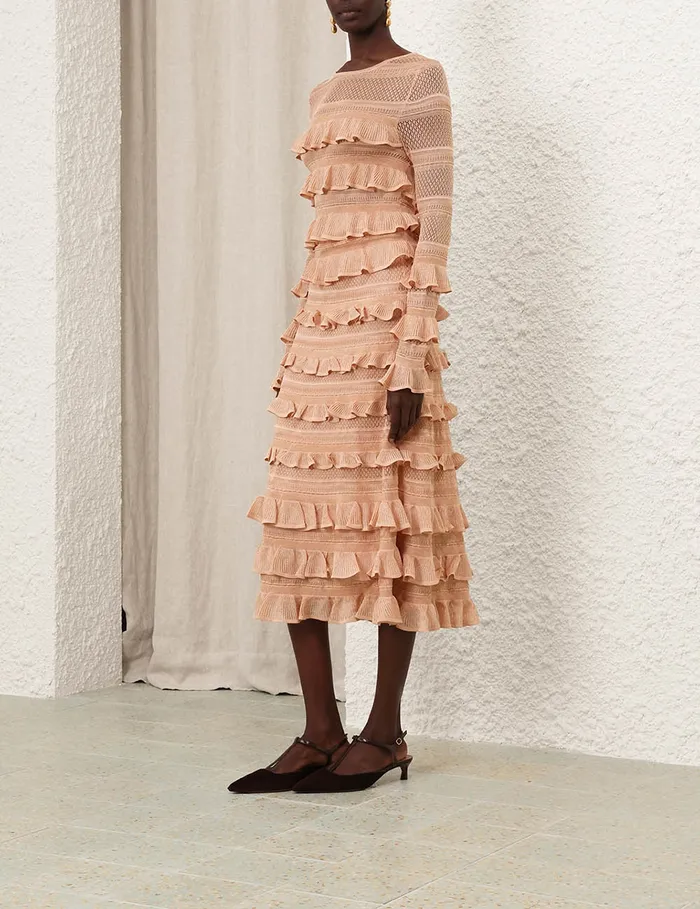 Women Zimmermann Clothing Illustration Frilled Skirt Champagne