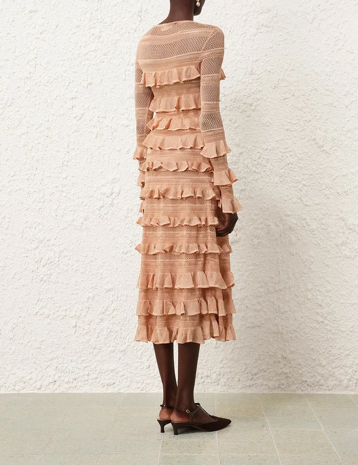 Women Zimmermann Clothing Illustration Frilled Skirt Champagne