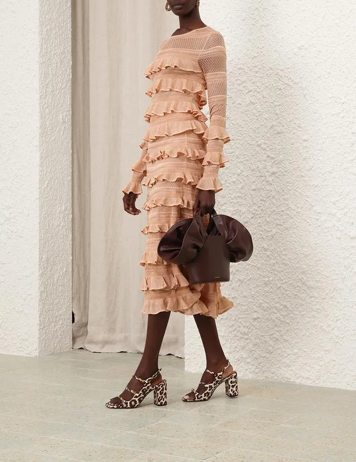 Women Zimmermann Clothing Illustration Frilled Skirt Champagne