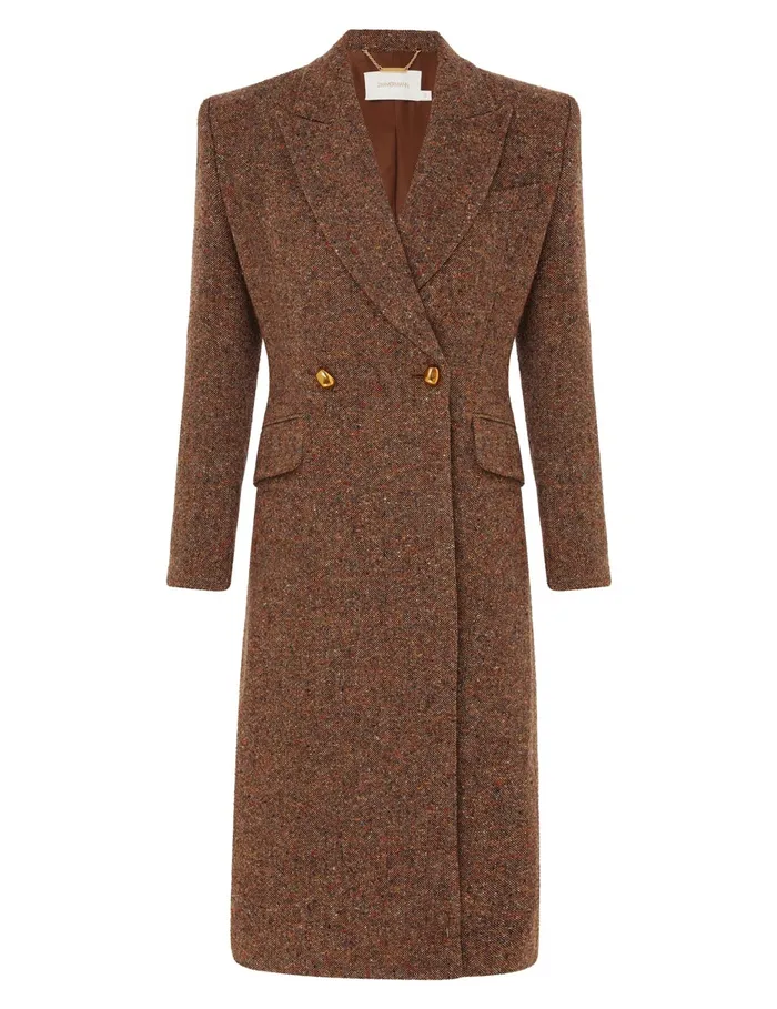 Women Zimmermann Clothing Illustration Hourglass Coat Brown Multi
