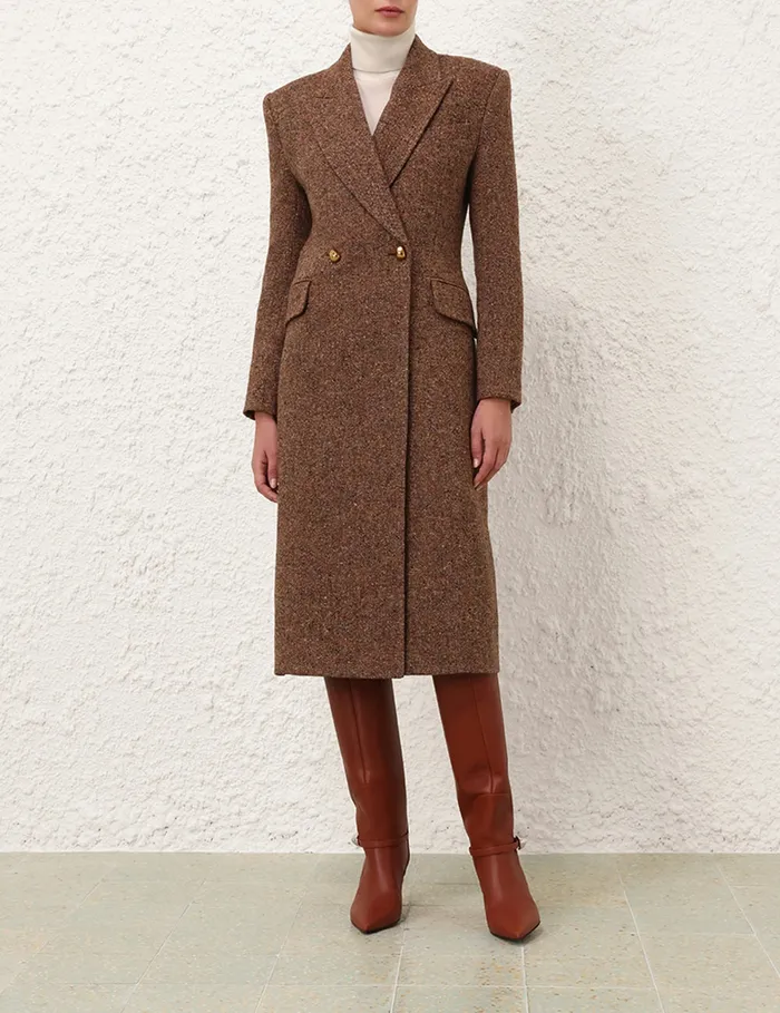Women Zimmermann Clothing Illustration Hourglass Coat Brown Multi