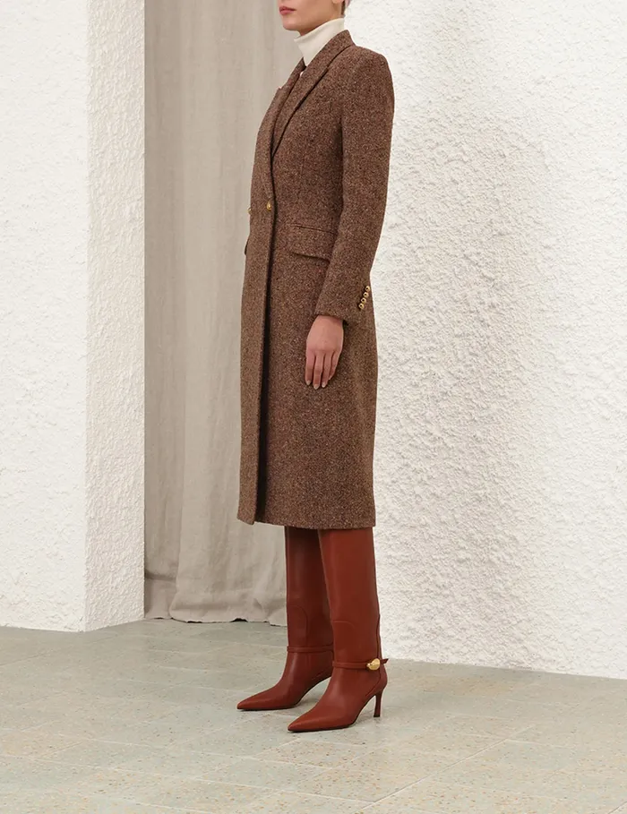 Women Zimmermann Clothing Illustration Hourglass Coat Brown Multi