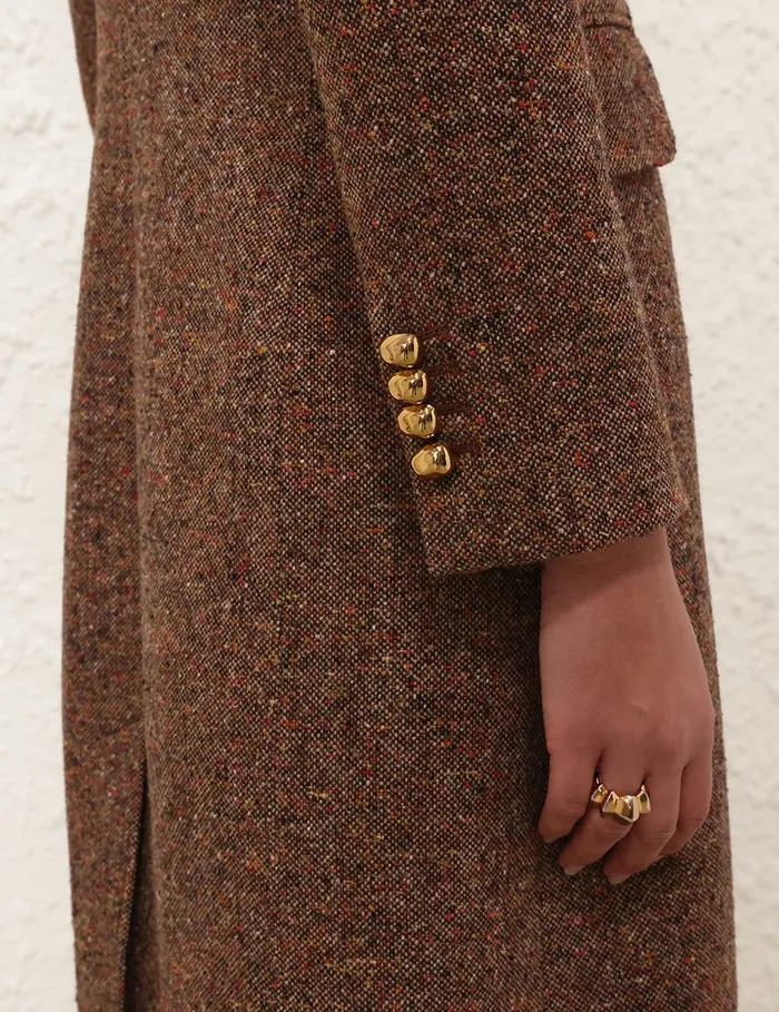 Women Zimmermann Clothing Illustration Hourglass Coat Brown Multi