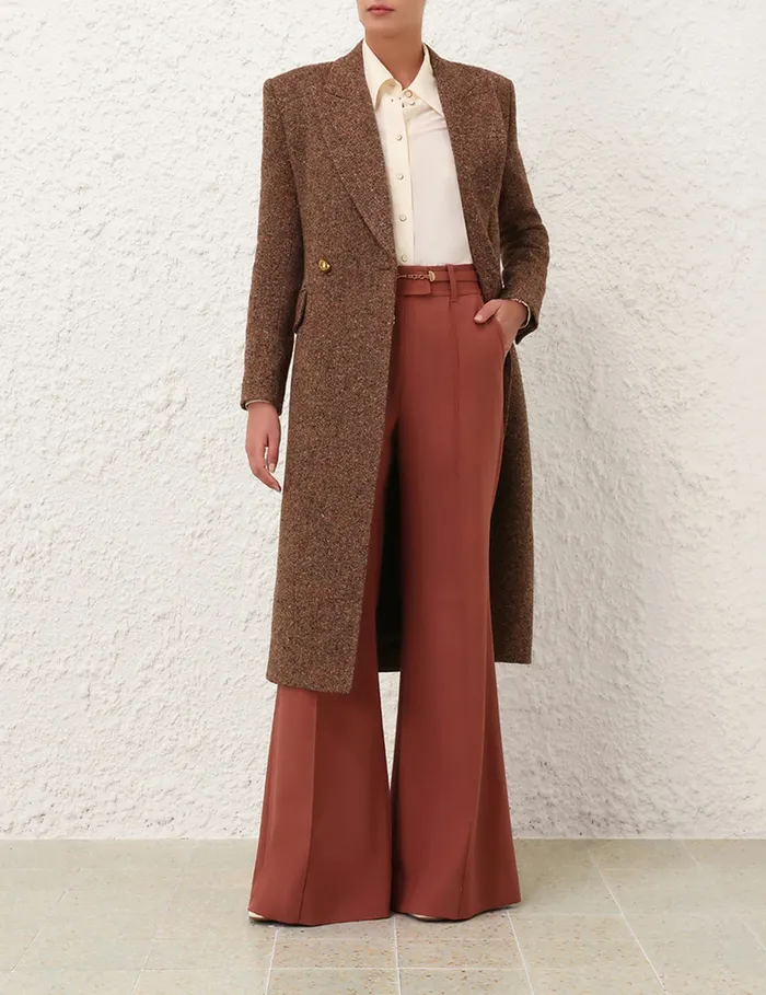 Women Zimmermann Clothing Illustration Hourglass Coat Brown Multi