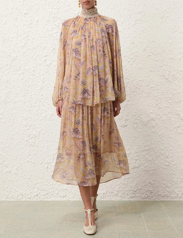 Women Zimmermann Clothing Illustration Lace Edge Dress Citrine Eden
