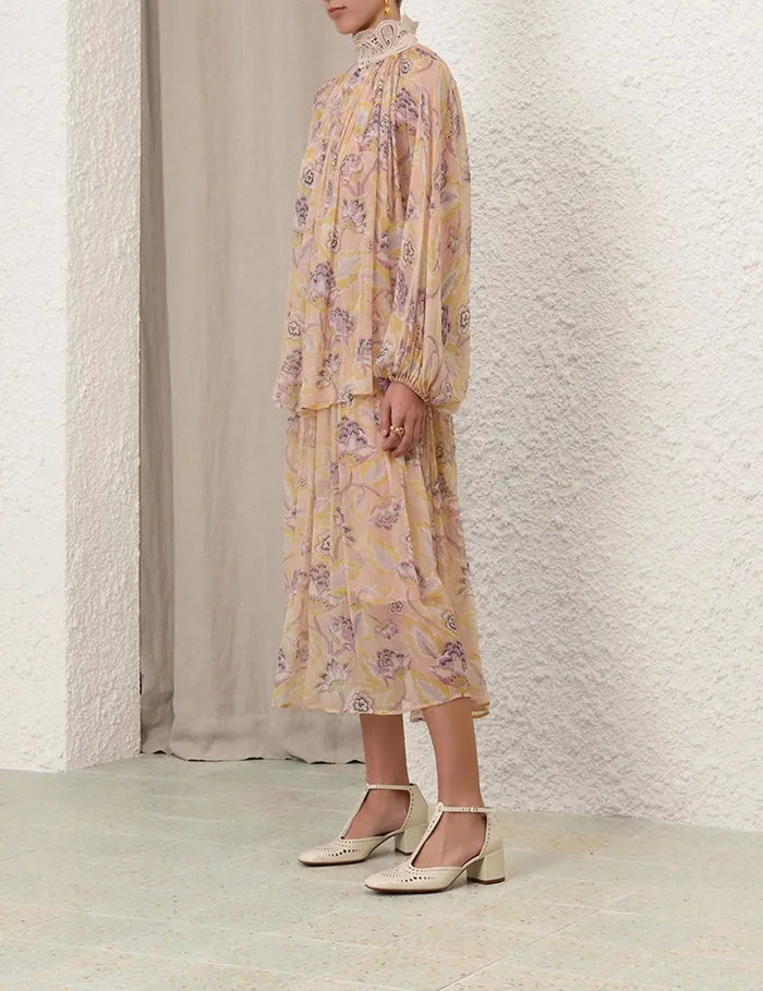 Women Zimmermann Clothing Illustration Lace Edge Dress Citrine Eden