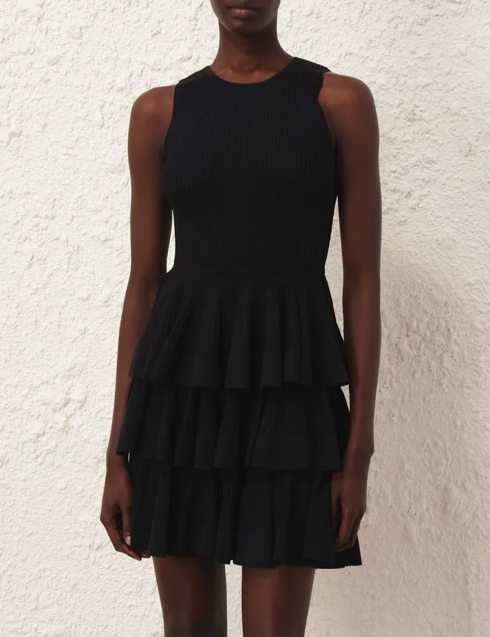 Women Zimmermann Clothing Illustration Ruffled Mini Black