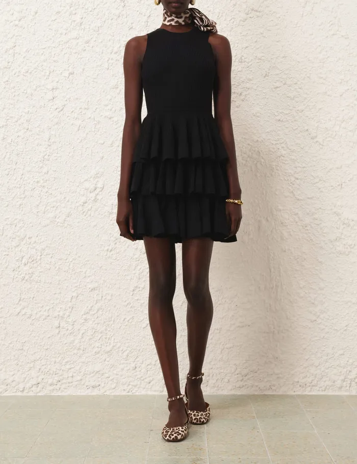 Women Zimmermann Clothing Illustration Ruffled Mini Black