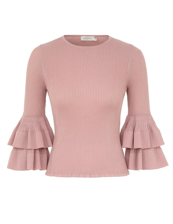 Women Zimmermann Clothing Illustration Tiered Ruffle Top Pink