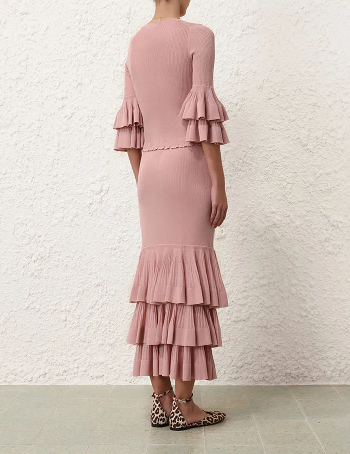 Women Zimmermann Clothing Illustration Tiered Ruffle Top Pink
