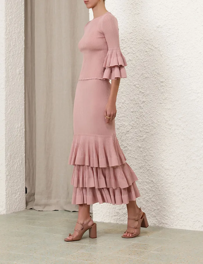Women Zimmermann Clothing Illustration Tiered Ruffle Top Pink