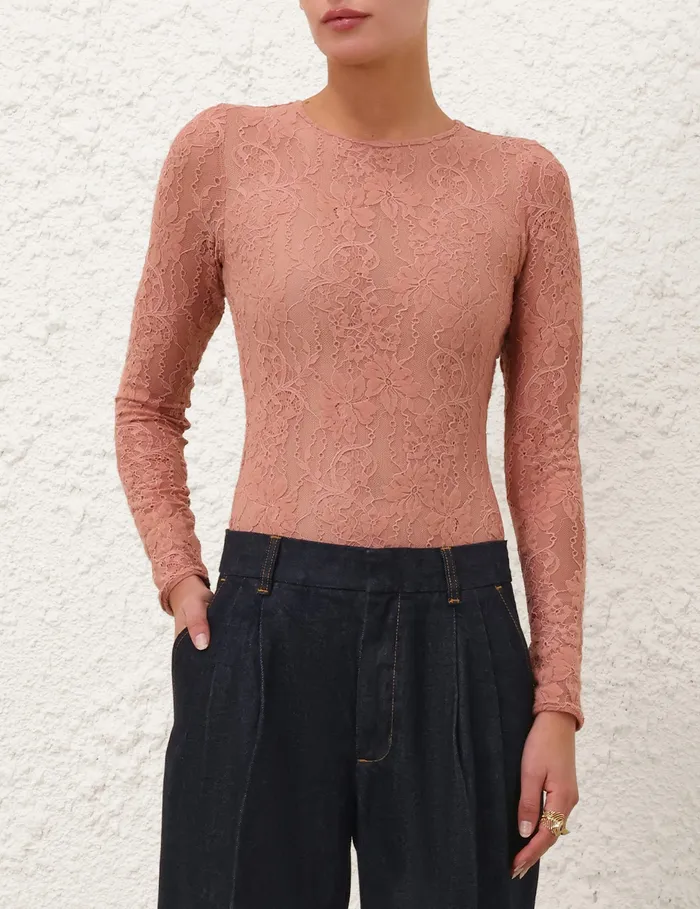 Women Zimmermann Clothing Lace Bodysuit Blush